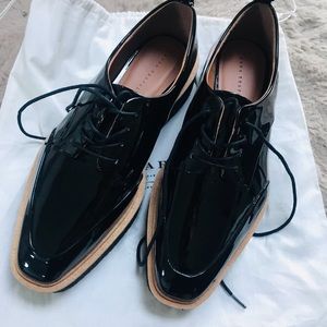 Zara Trafaluc Sz 39 black Patent Platform Loafers